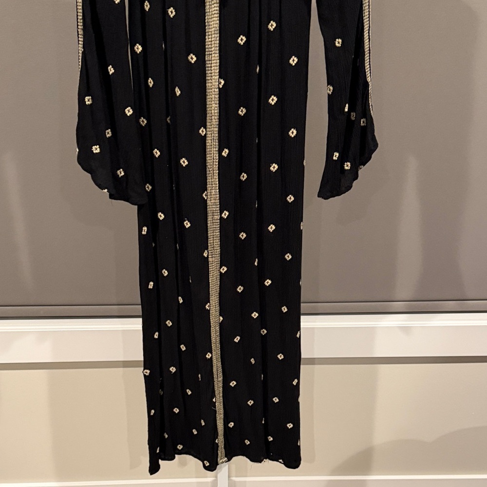 World Market Black Off-the-Shoulder Maxi Dress with Gold Embroidery - Picture 5 of 10